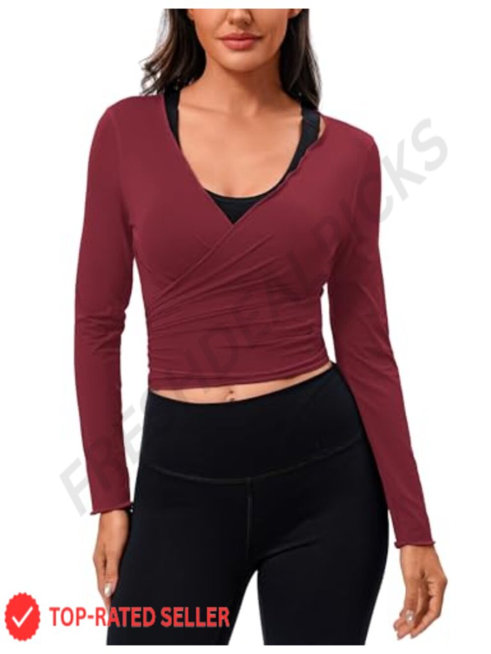 Tie Front Wrap Top Long Sleeve Bolero Shrug Crop Cardigan Yoga Ballet Cover Up